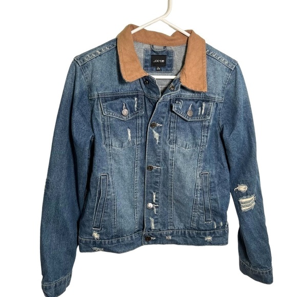 Joe’s Jeans Denim Jacket Distressed Medium Wash L 14-16 - Picture 1 of 14